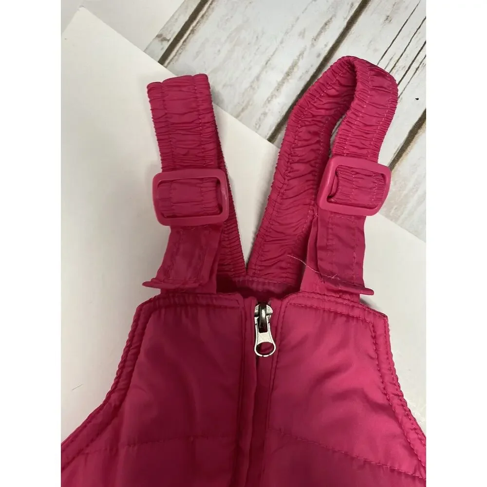 Weatherproof Baby Snow Pants Bibs and Jacket Pink 24 months Ruffled Puffer Coat